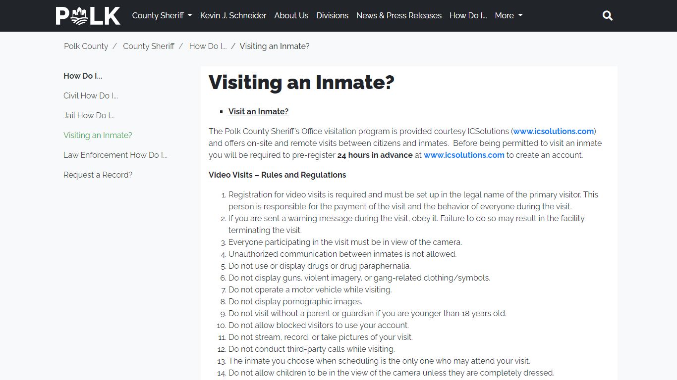 Visiting an Inmate? - Polk County Iowa