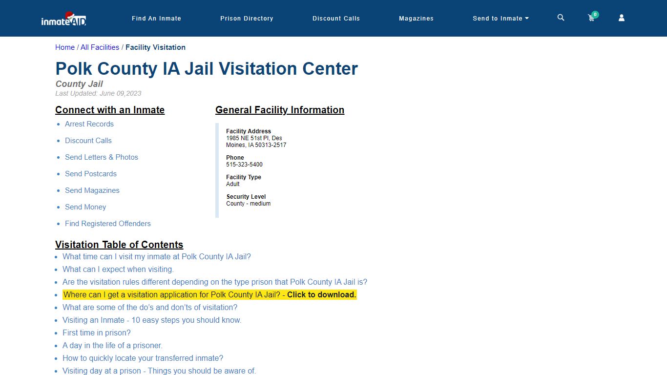 Polk County IA Jail | Visitation, dress code & visiting hours - InmateAid